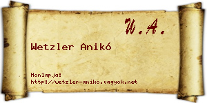 Wetzler Anikó névjegykártya
